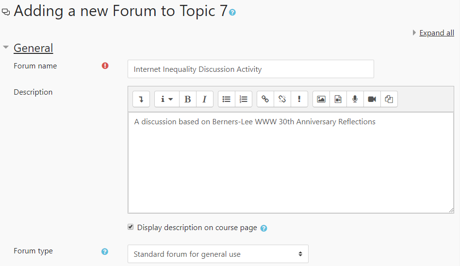 how to add a title and description to a new forum