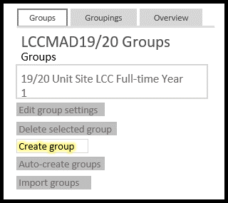 Interface for groups.
Menu shows option to create group.
