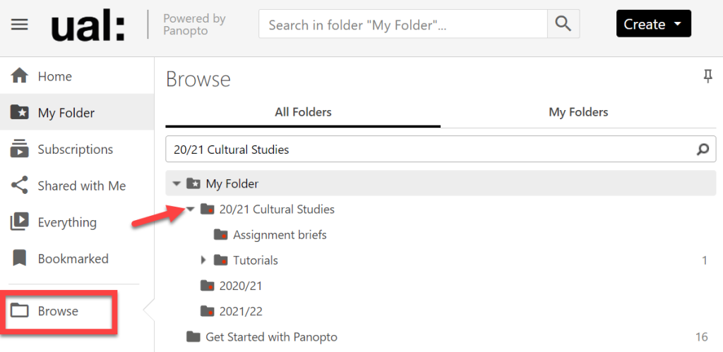 Select browse and the relevant folder