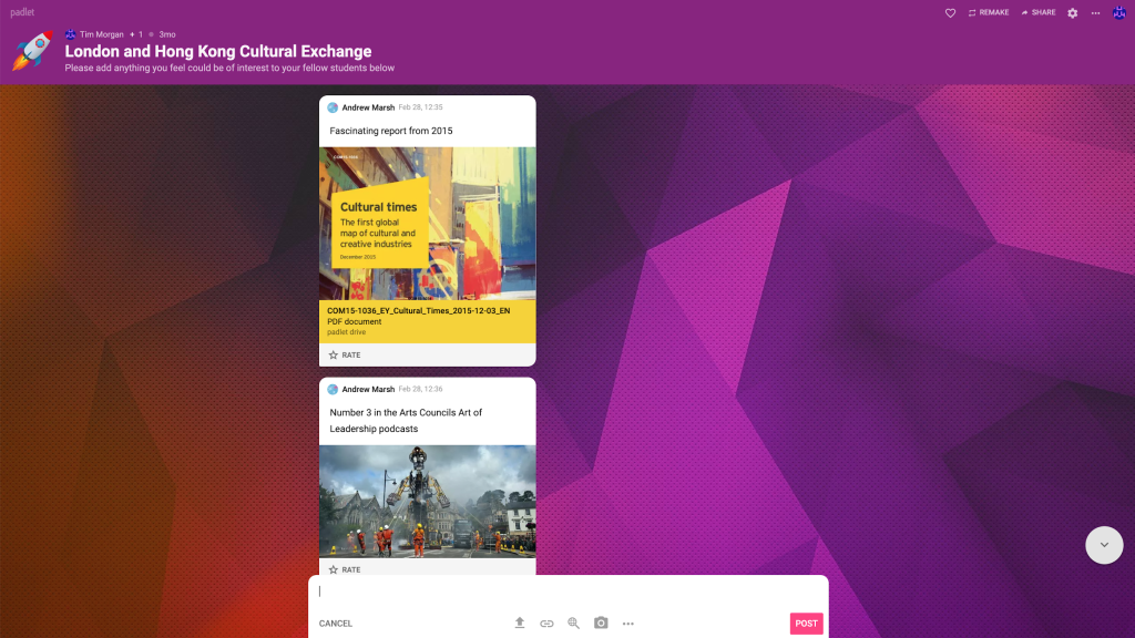 padlet with images and text