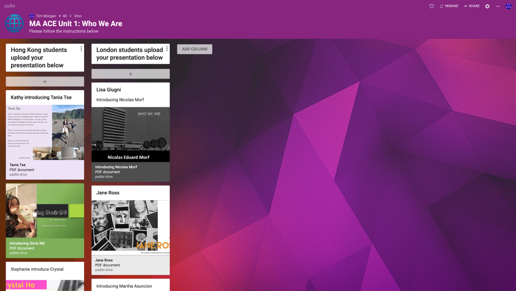 padlet with images and text