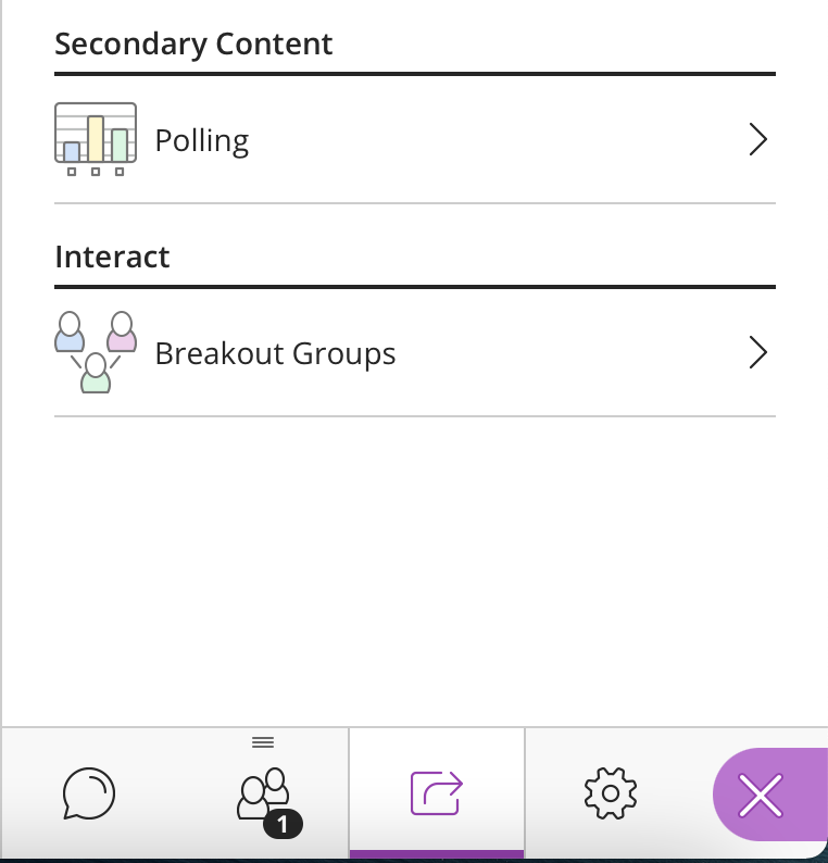 secondary content includes polling and breakout groups