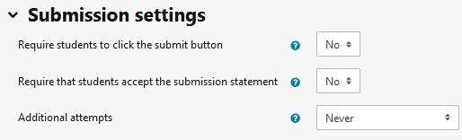 Moodle Assignment Submission Settings