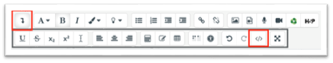 The HTML button within the Moodle text editor 