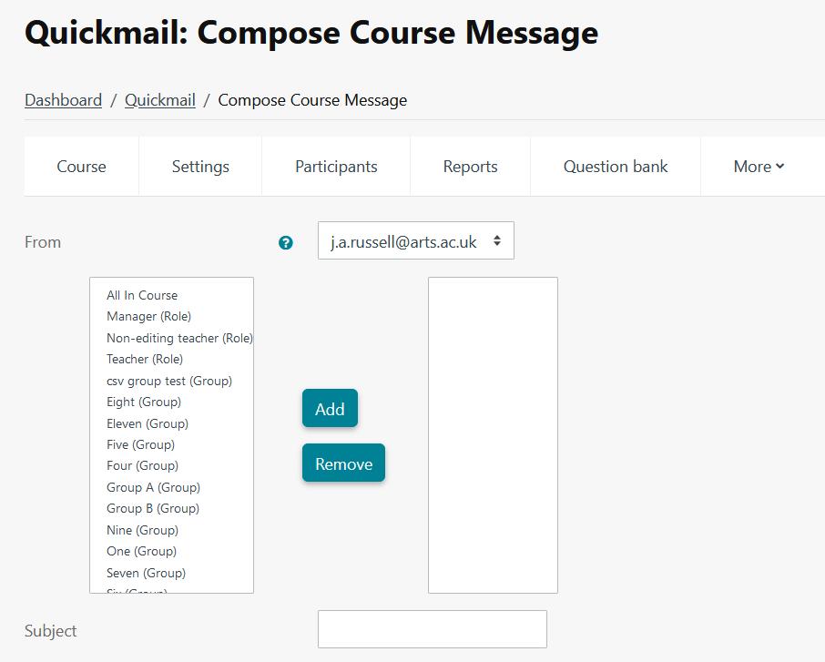 Quickmail Compose Course Message