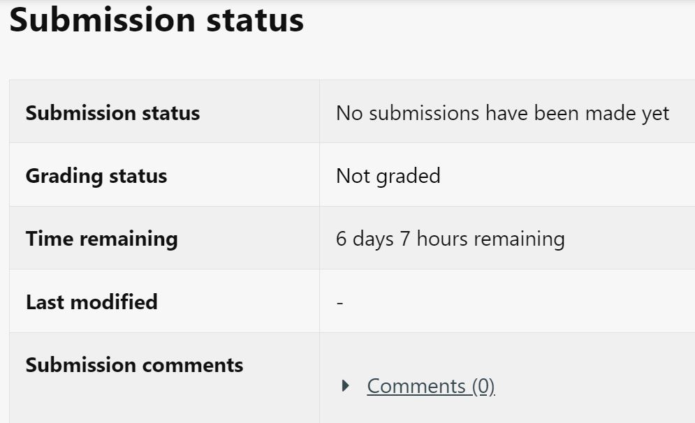 Screenshot of the submission status view in a Moodle assignment