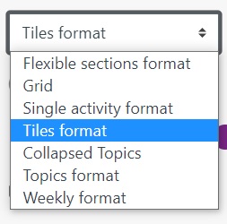 Tiles format in the course formats dropdown menu