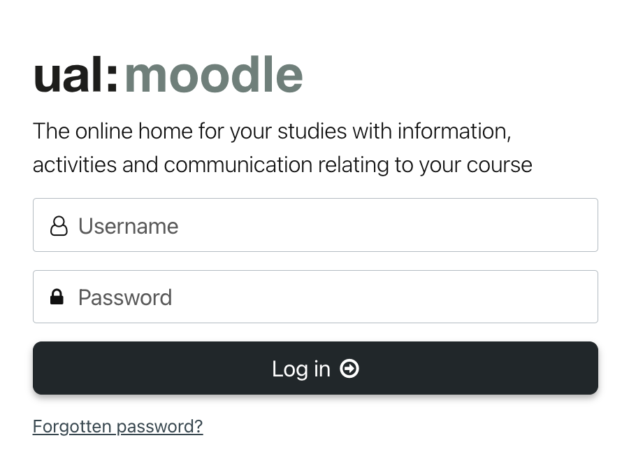 The Moodle login page