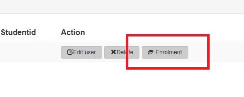 The enrolment option for a user in Admin Tool