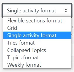 The Course format options in a dropdown menu