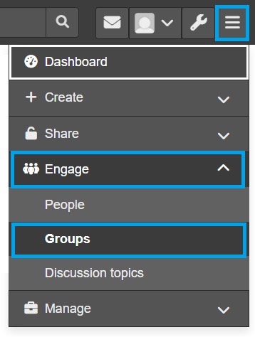 The Groups option in the Workflow menu