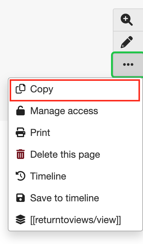 The Copy option inside a Workflow page