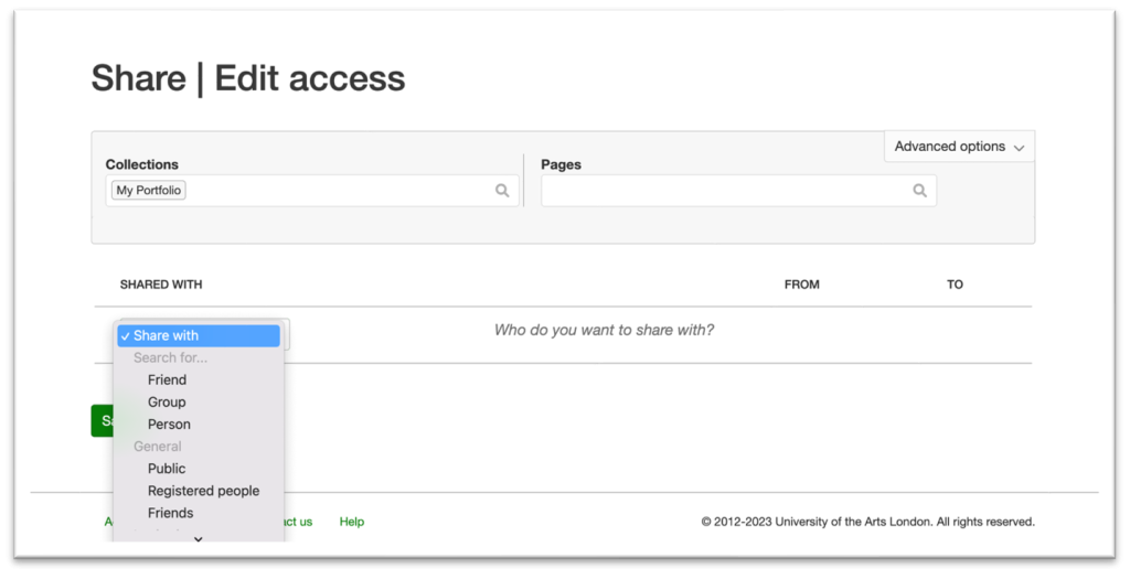 The Workflow Edit access page