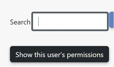 The User search box to check permissions