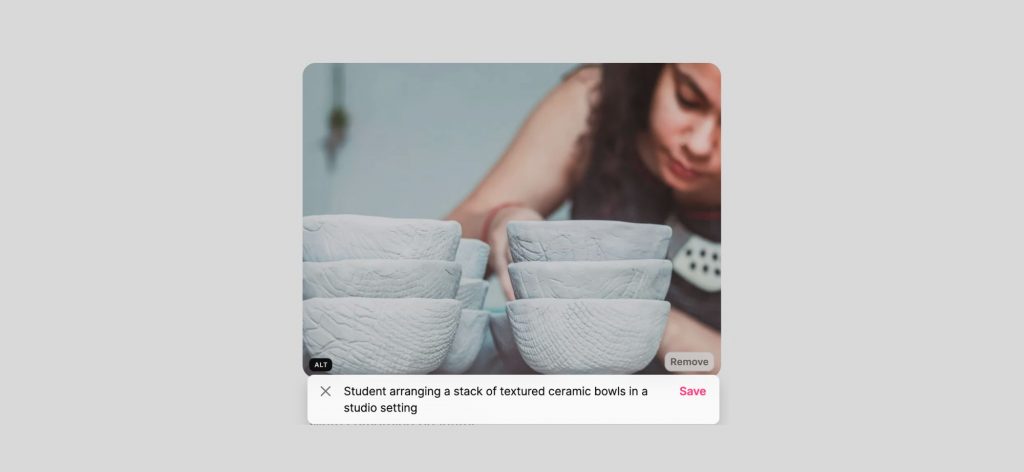 Demonstration of the use of alt-text within Padlet
