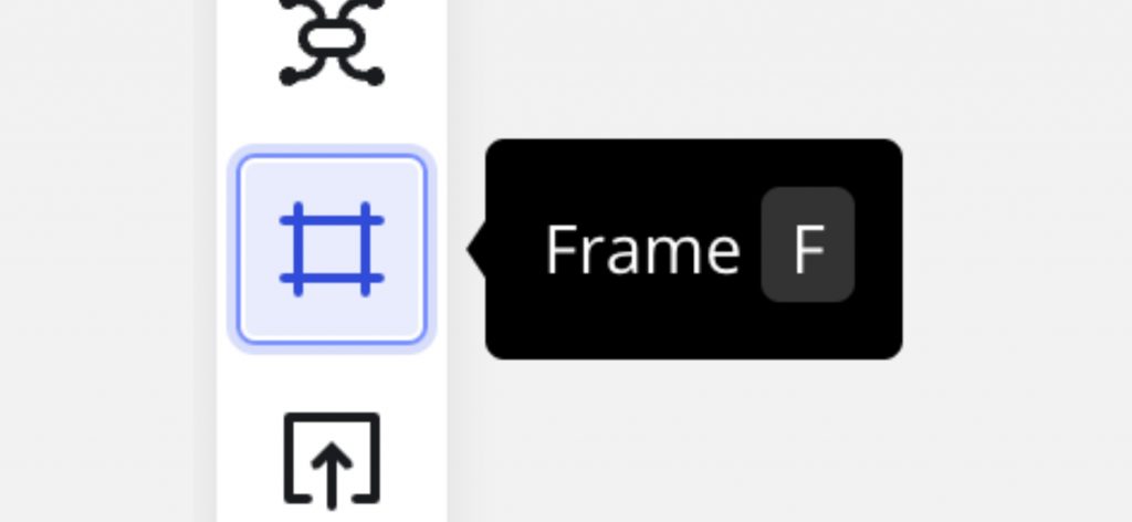 Miro toolbar with the ‘Frame’ tool highlighted, showing the shortcut key 'F'